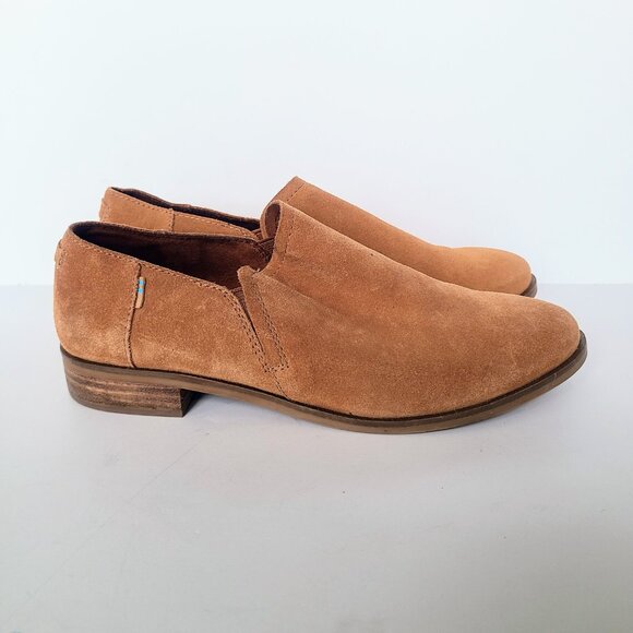 Toms Shaye Caramel Brown Suede Low Ankle Slip On Loafers Women's Size 8.5 - Picture 7 of 13